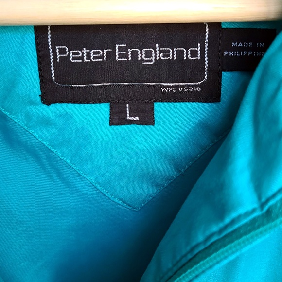 Vntg Peter England Teal track jacket size L - Picture 3 of 3
